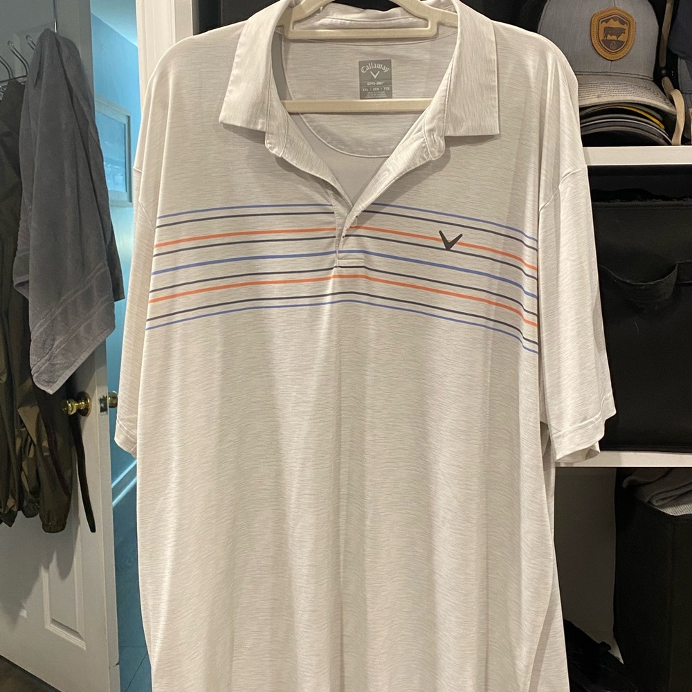 Callaway Men's Polo Shirt with Blue and Orange Stripes